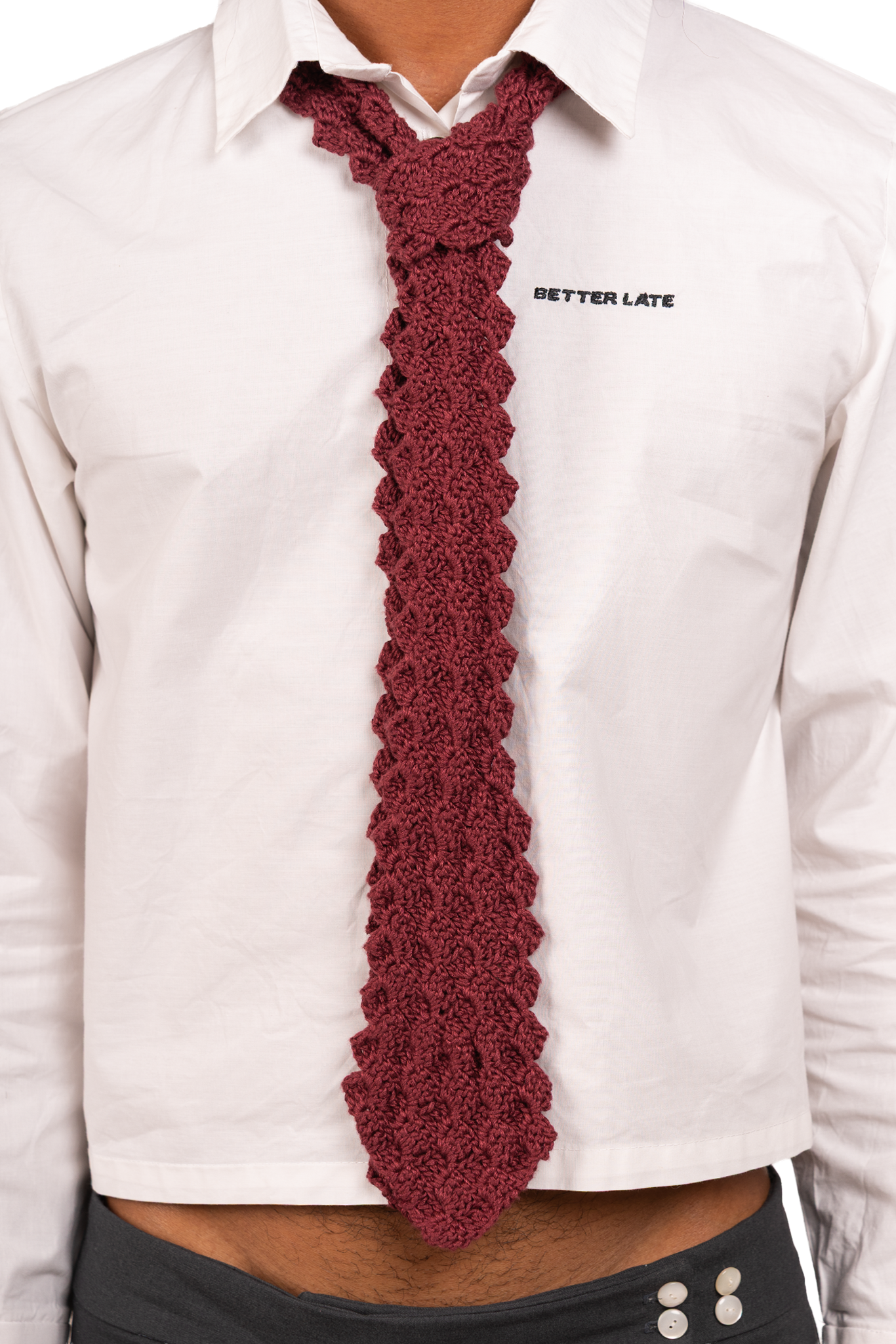 Burgundy Crochet Tie