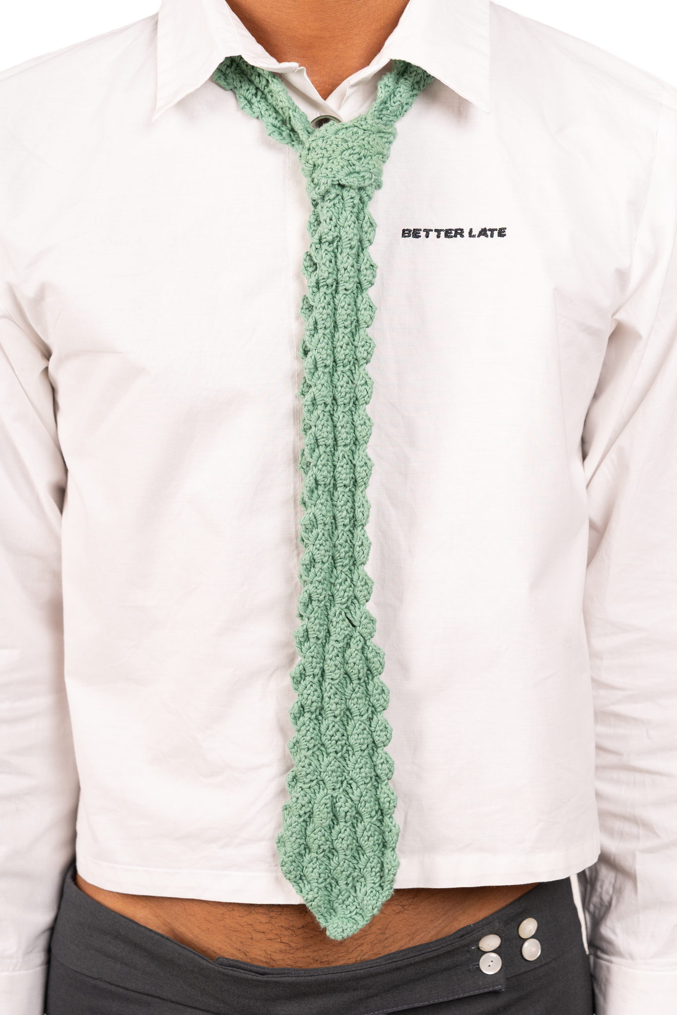Green Crochet Tie