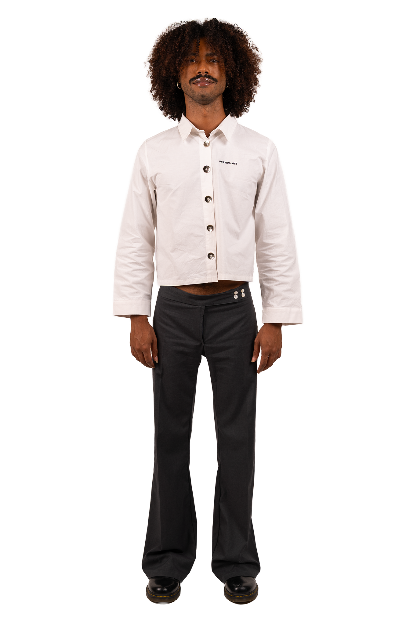 Metal-Button White Shirt