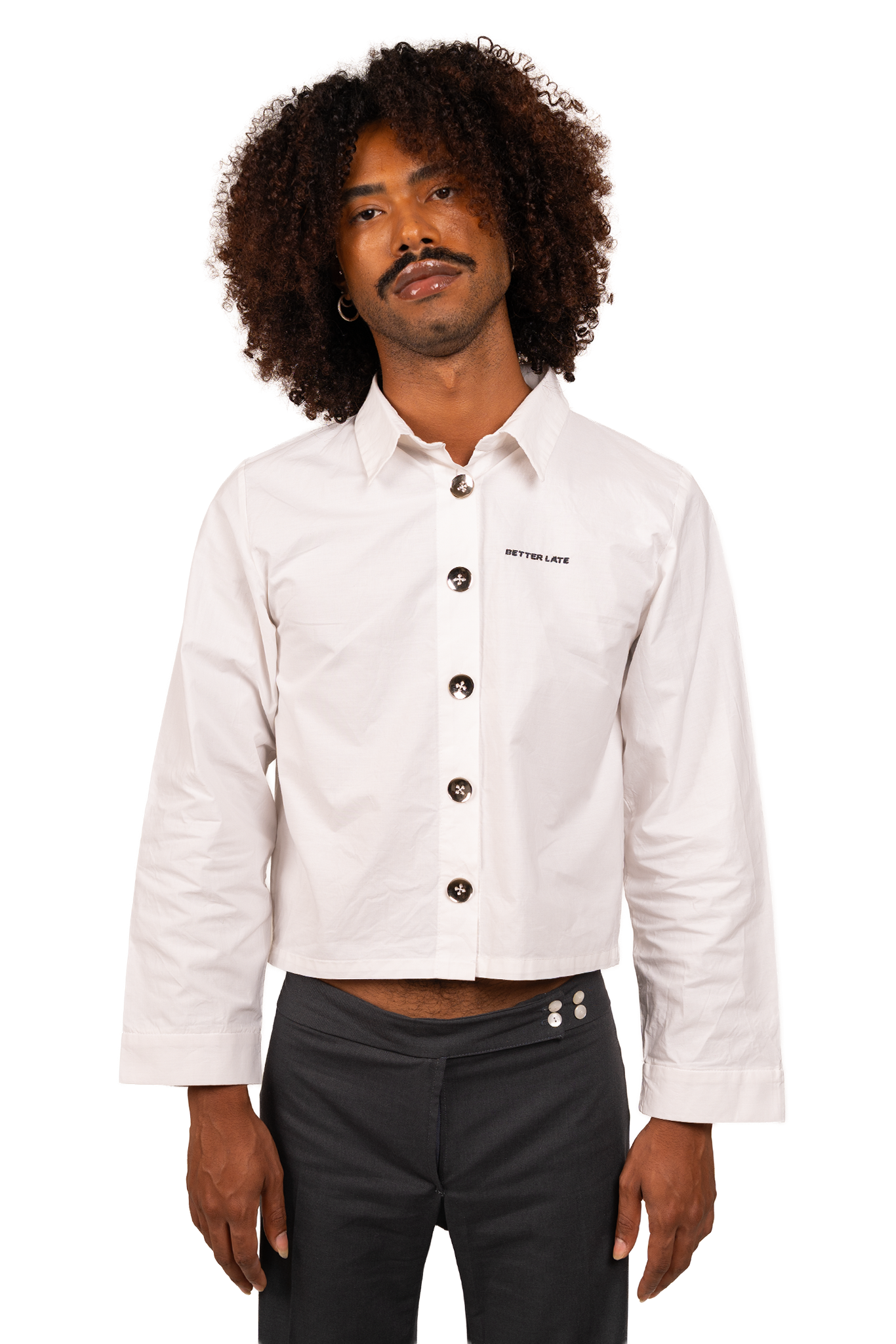 Metal-Button White Shirt