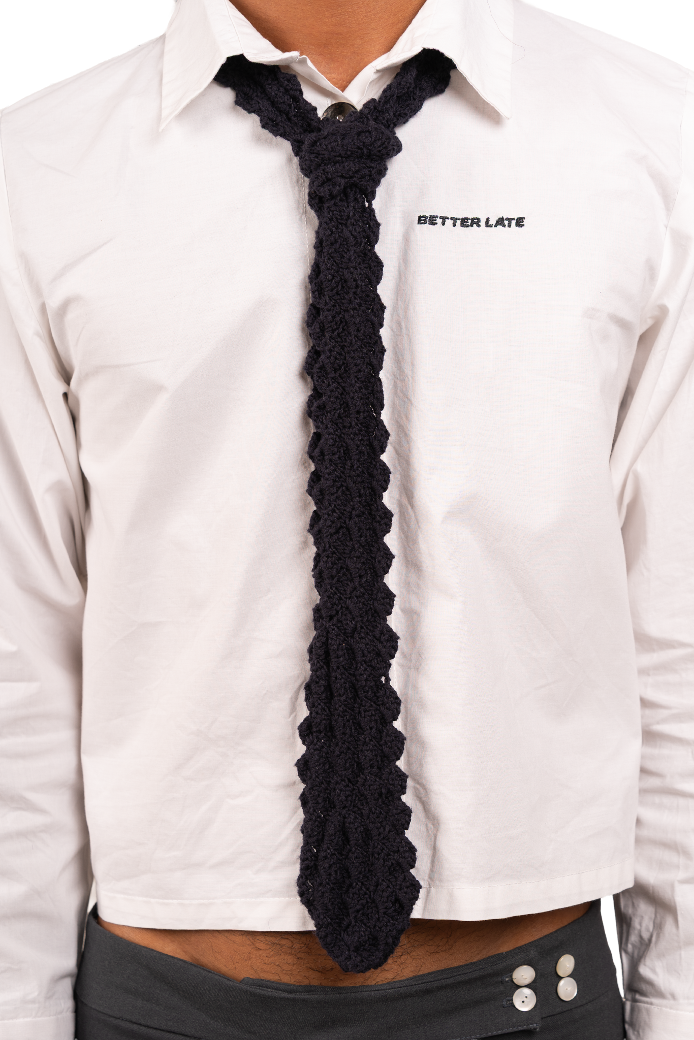 Black Crochet Tie