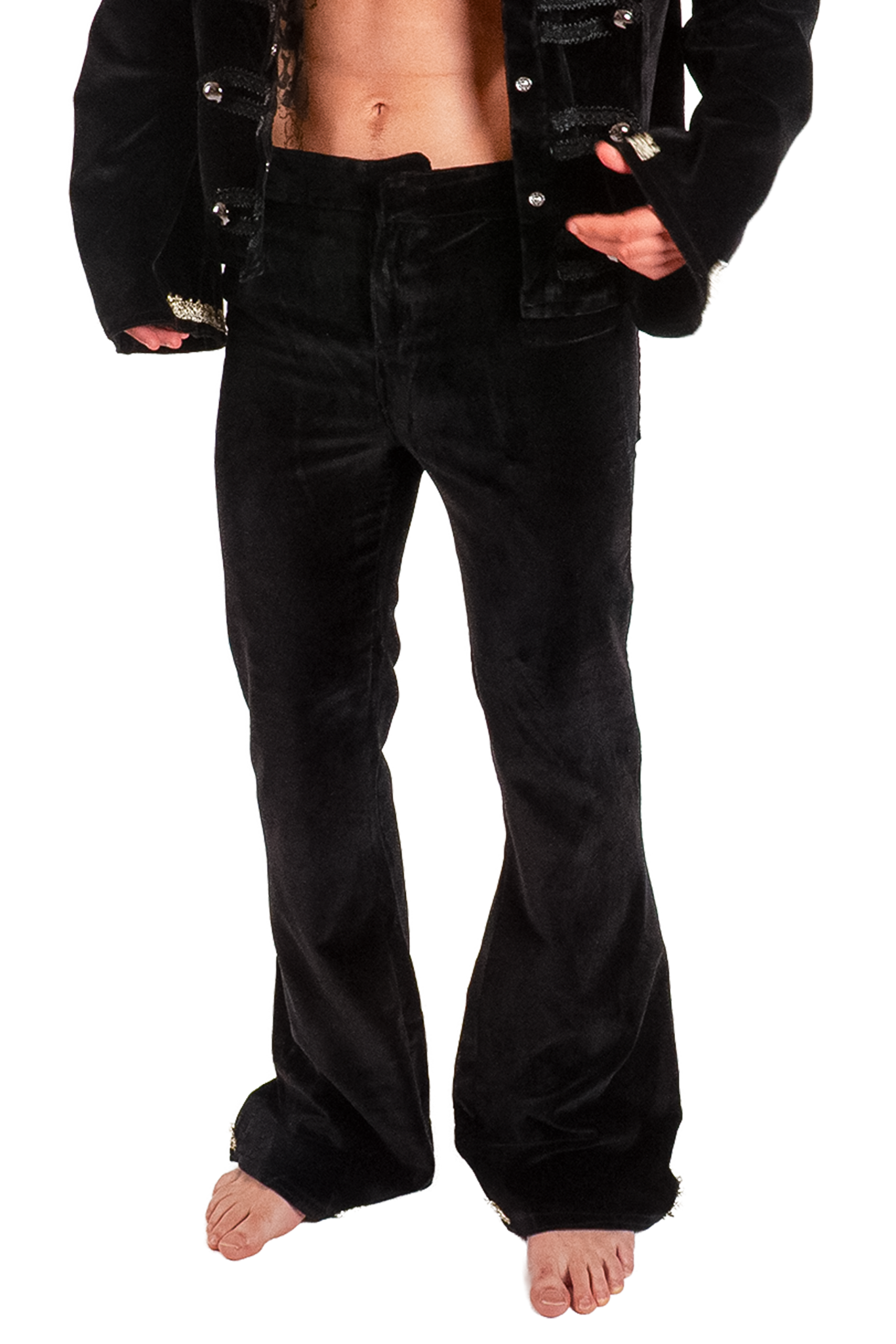 Black Velvet Flared Pants