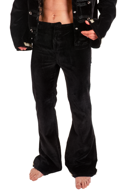 Black Velvet Flared Pants