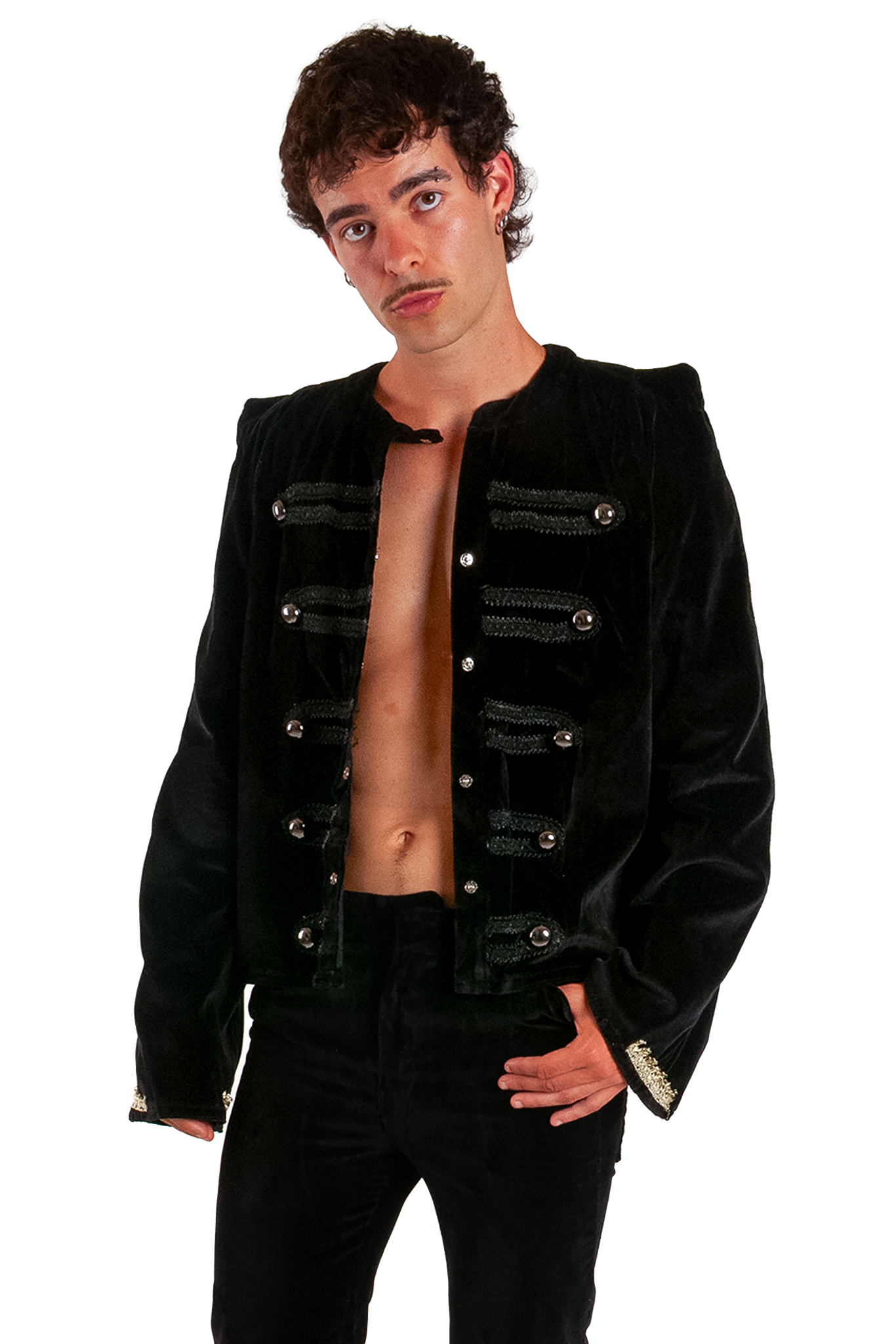 Black Velvet Military Jacket