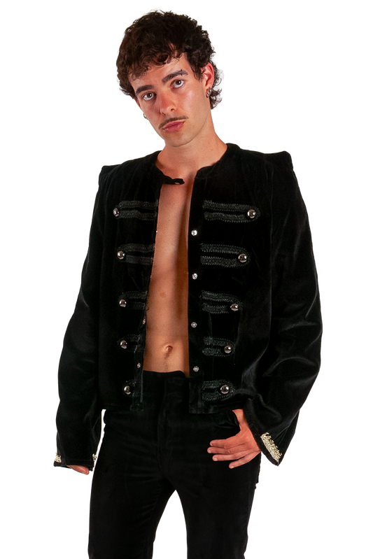 Black Velvet Military Jacket