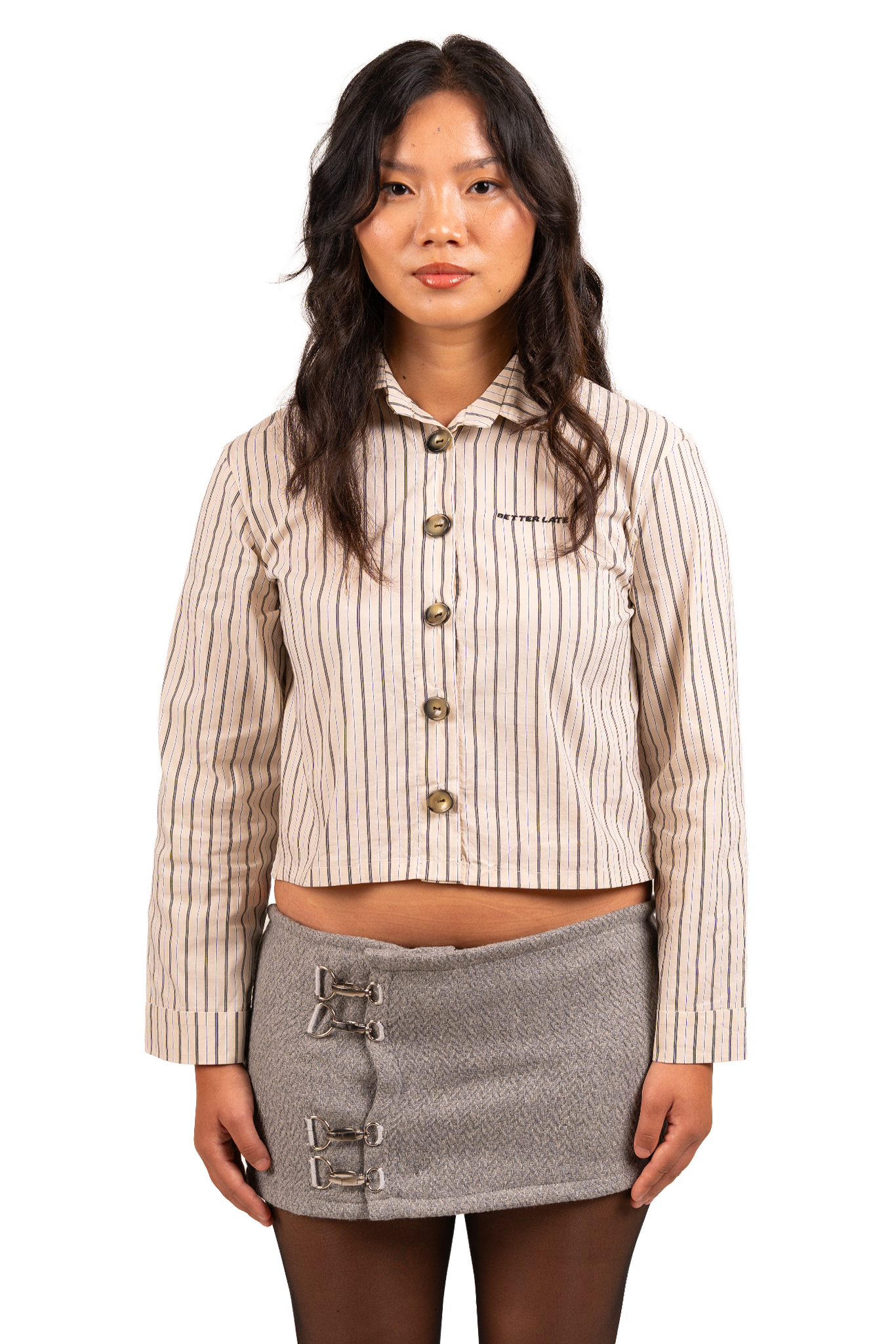 Green-Button Striped Shirt