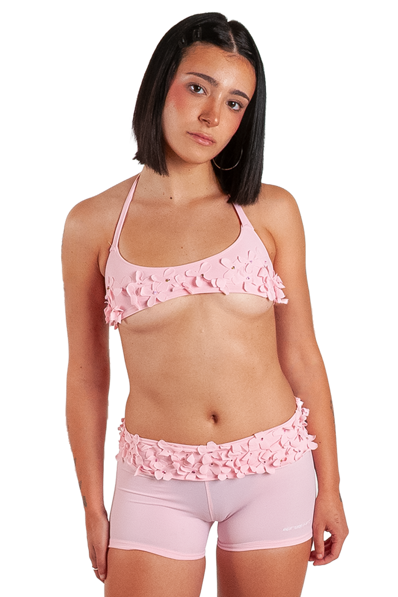 Pink Floral Bikini Top