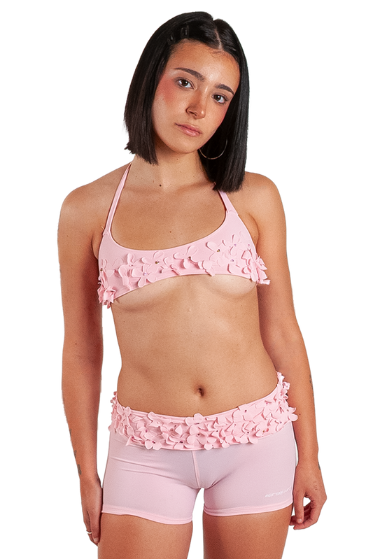 Pink Floral Bikini Top