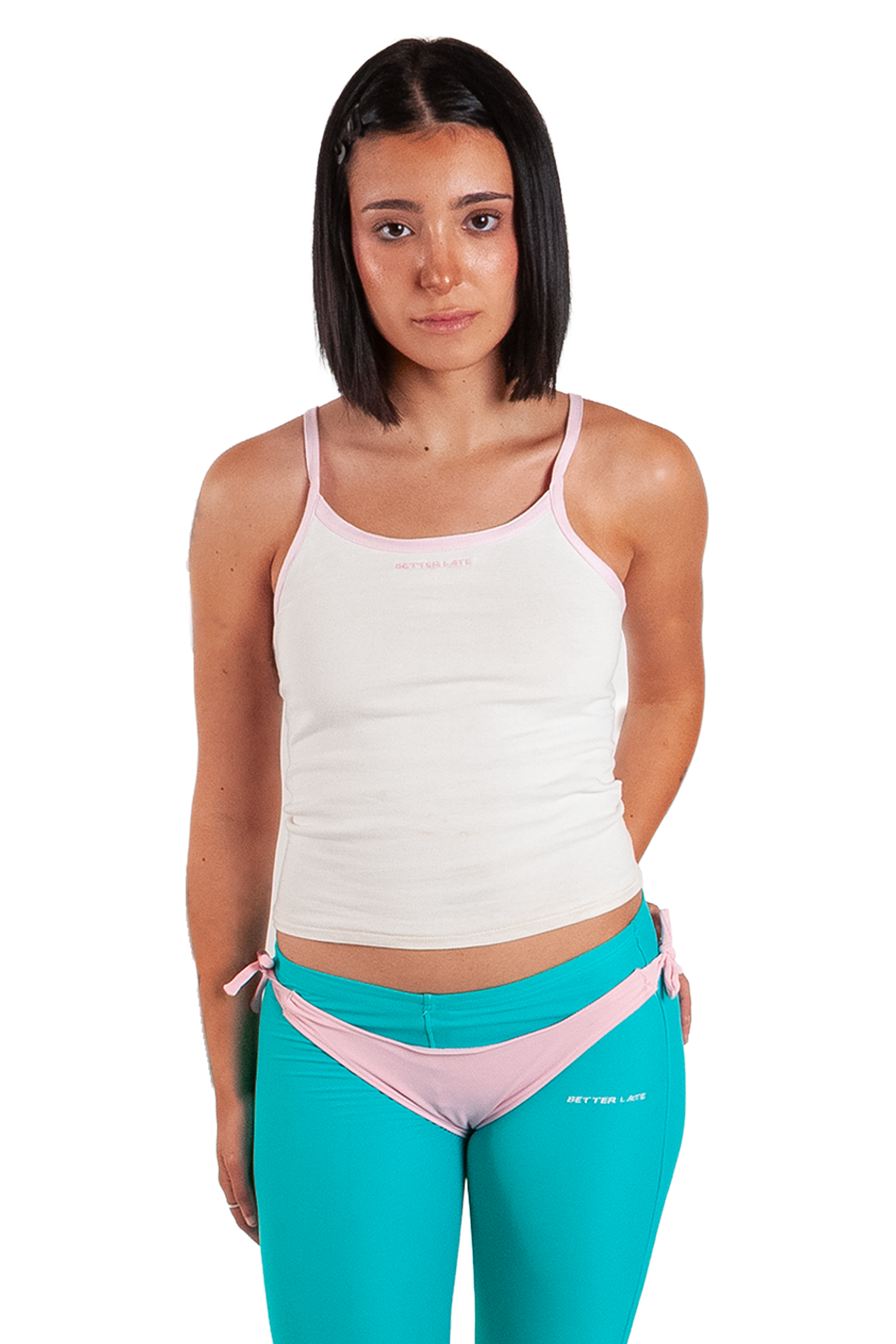 White Top with Pink Straps