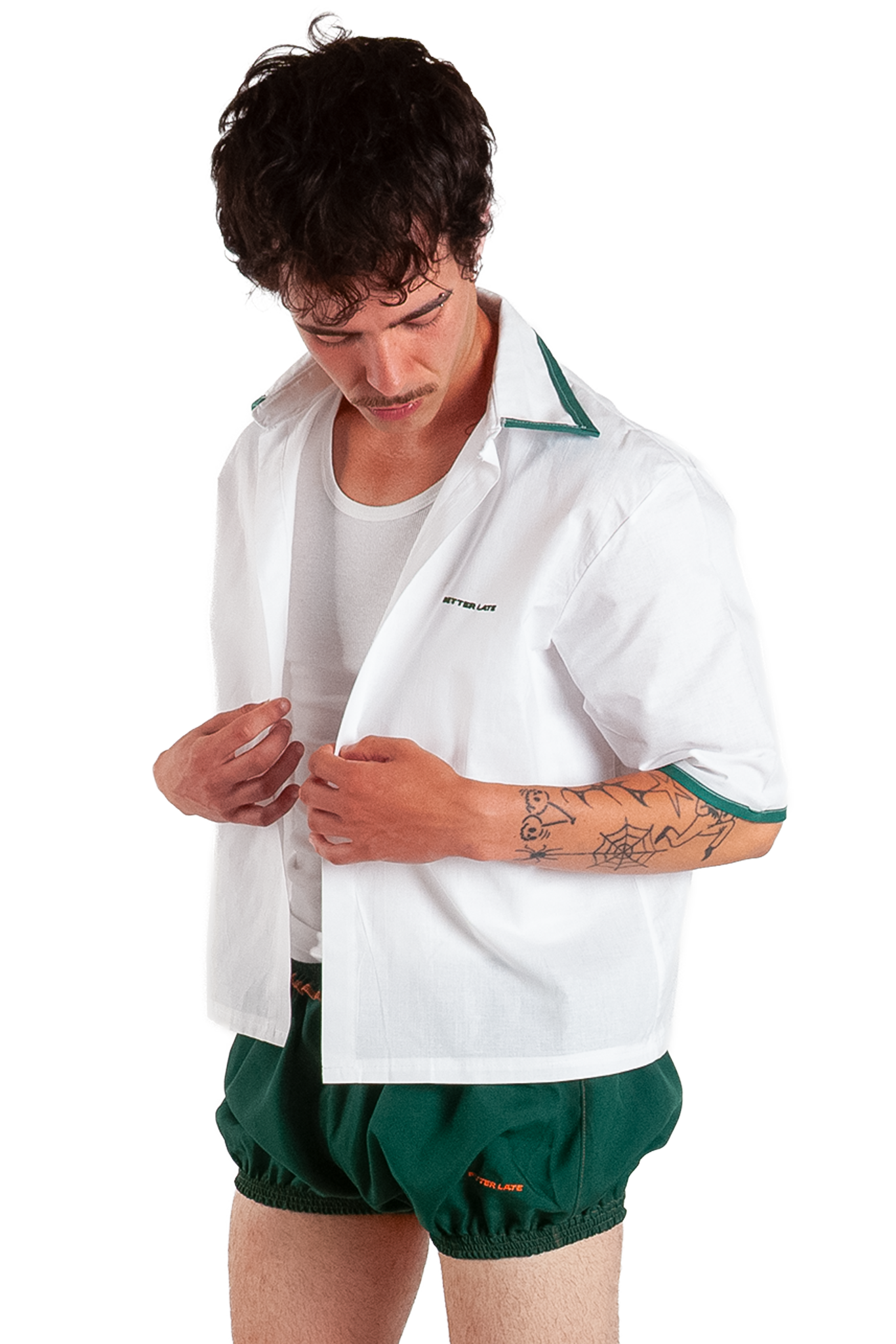 White and Green Shirt