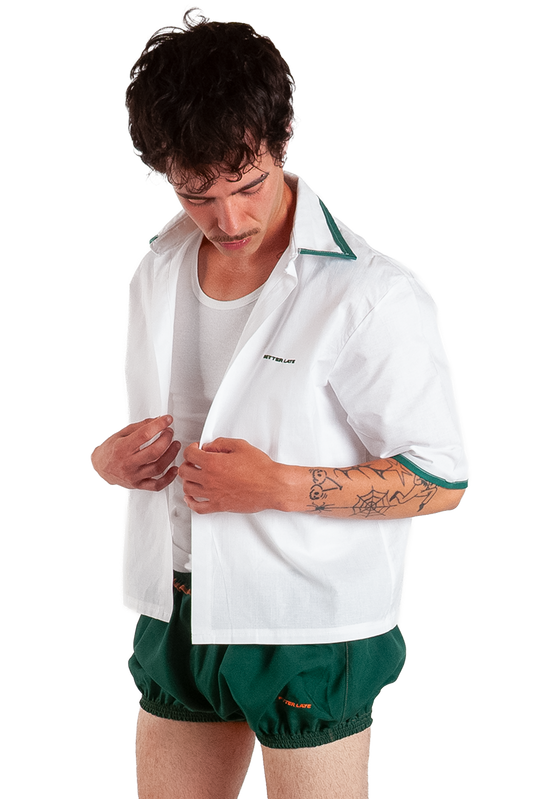 White and Green Shirt